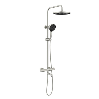 Aquavit Circular brushed nickel three-outlet thermostatic shower column AT097603