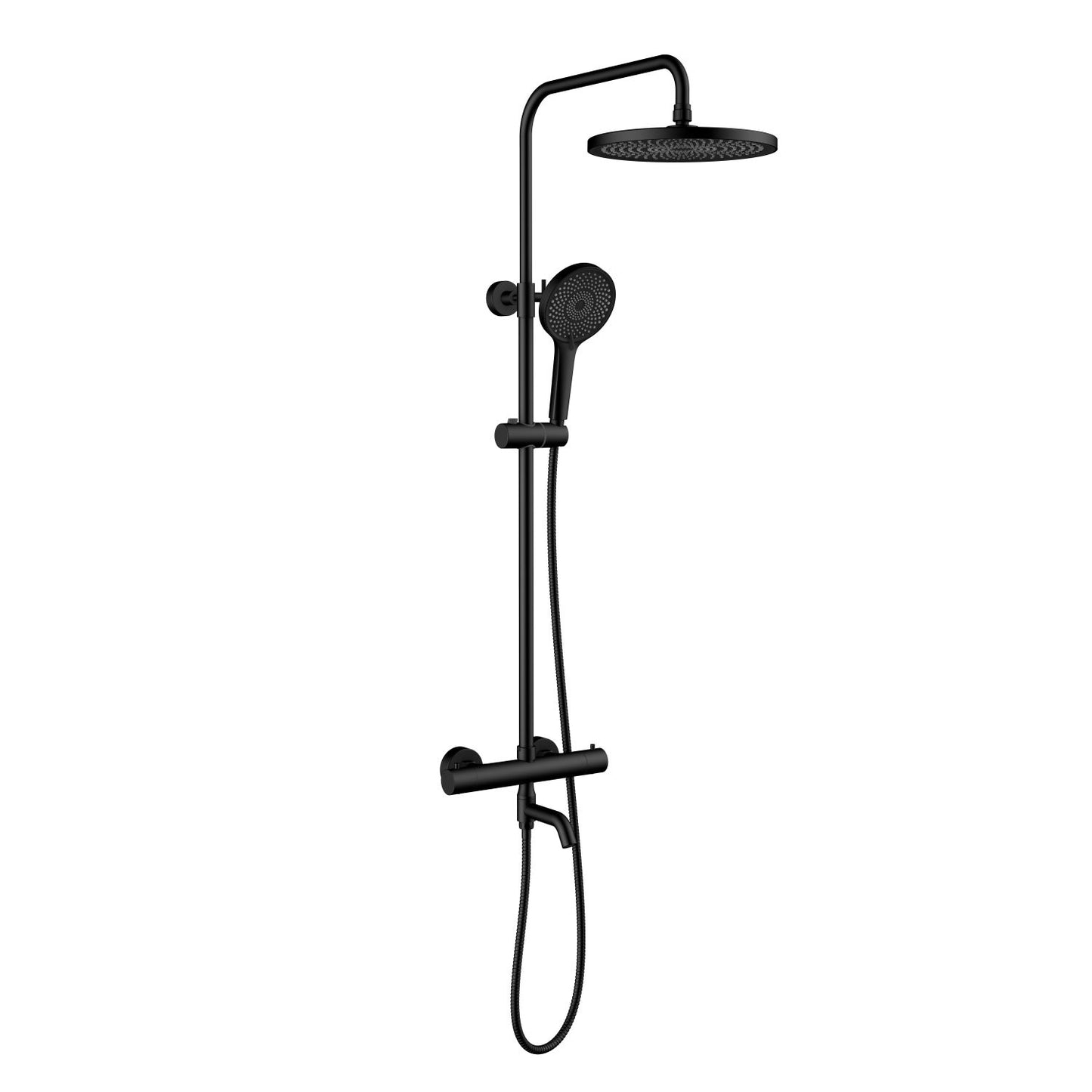 Aquavit Circular matte black three-outlet thermostatic shower column AT097603