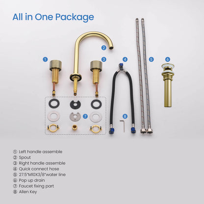 Circular X Modern Knurled Handle Brass Three-Hole Basin Mixer AT100014