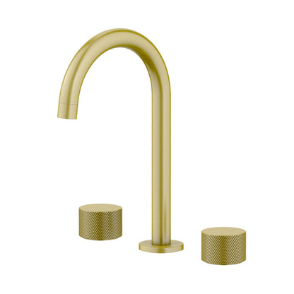 Circular X Modern Knurled Handle Brass Three-Hole Basin Mixer AT100014