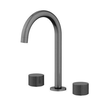 Aquavit Circular X Series 3-Hole Knurled Basin Faucet AT100014