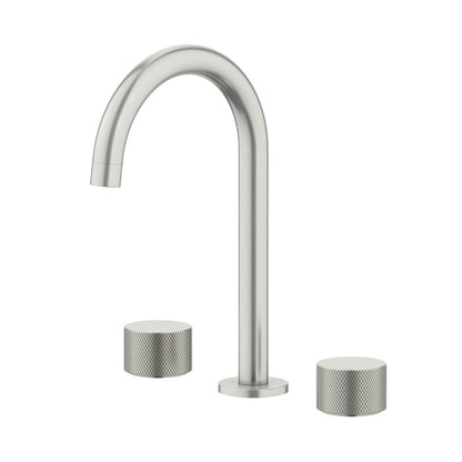 Circular X Modern Knurled Handle Brass Three-Hole Basin Mixer AT100014