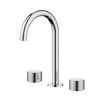 Circular X Modern Knurled Handle Brass Three-Hole Basin Mixer AT100014