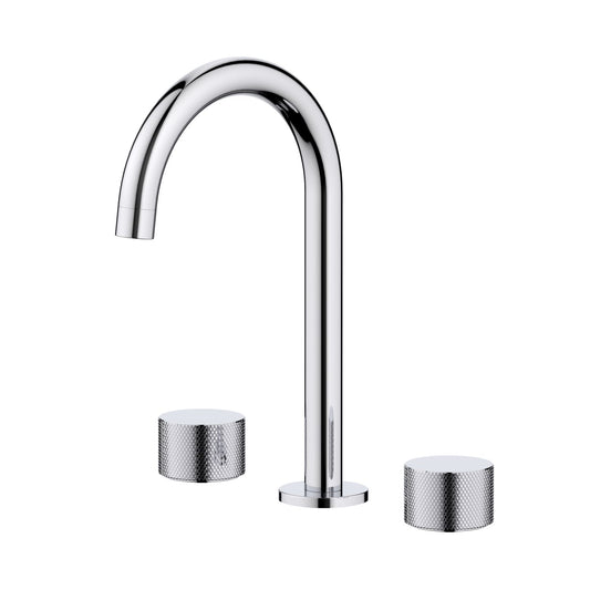Circular X Modern Knurled Handle Brass Three-Hole Basin Mixer AT100014