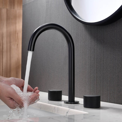 Circular X Modern Knurled Handle Brass Three-Hole Basin Mixer AT100014