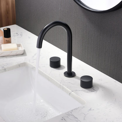 Circular X Modern Knurled Handle Brass Three-Hole Basin Mixer AT100014