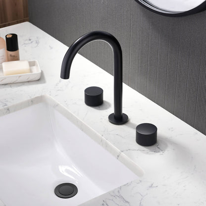 Circular X Modern Knurled Handle Brass Three-Hole Basin Mixer AT100014
