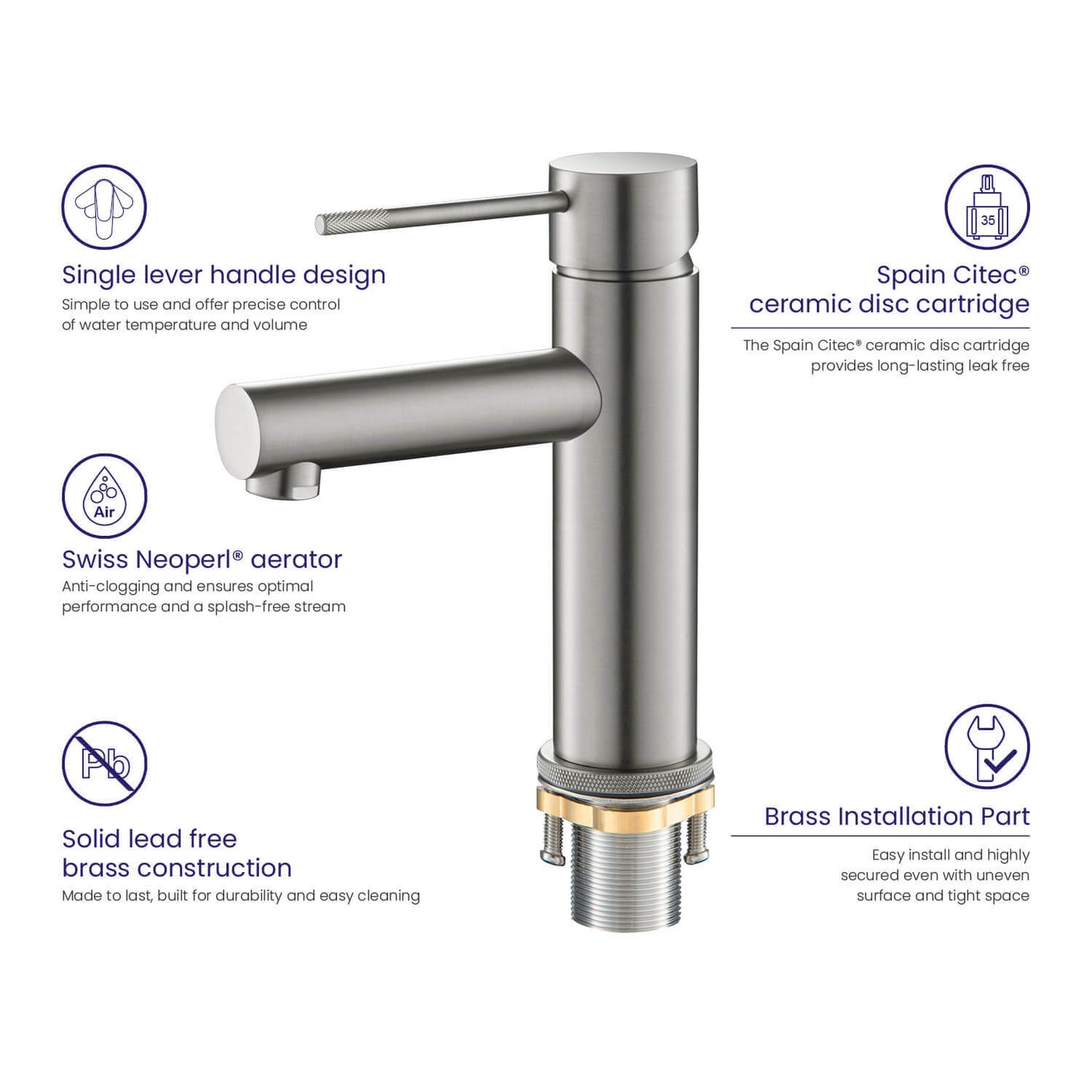 Circular Single hole basin faucet AT100211