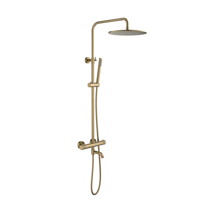 Aquavit Circular X brushed brass three-outlet thermostatic shower column AT107301