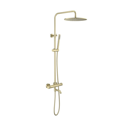 Aquavit Circular X brushed gold three-outlet thermostatic shower column AT107301