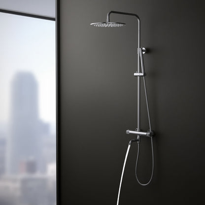 Aquavit AT107301 chrome shower column with swivel brass bath spout in use