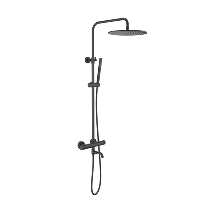 Aquavit Circular X matte black three-outlet thermostatic shower column with knurled handles AT107301