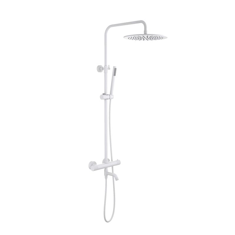 Aquavit Circular X matte white three-outlet thermostatic shower column AT107301