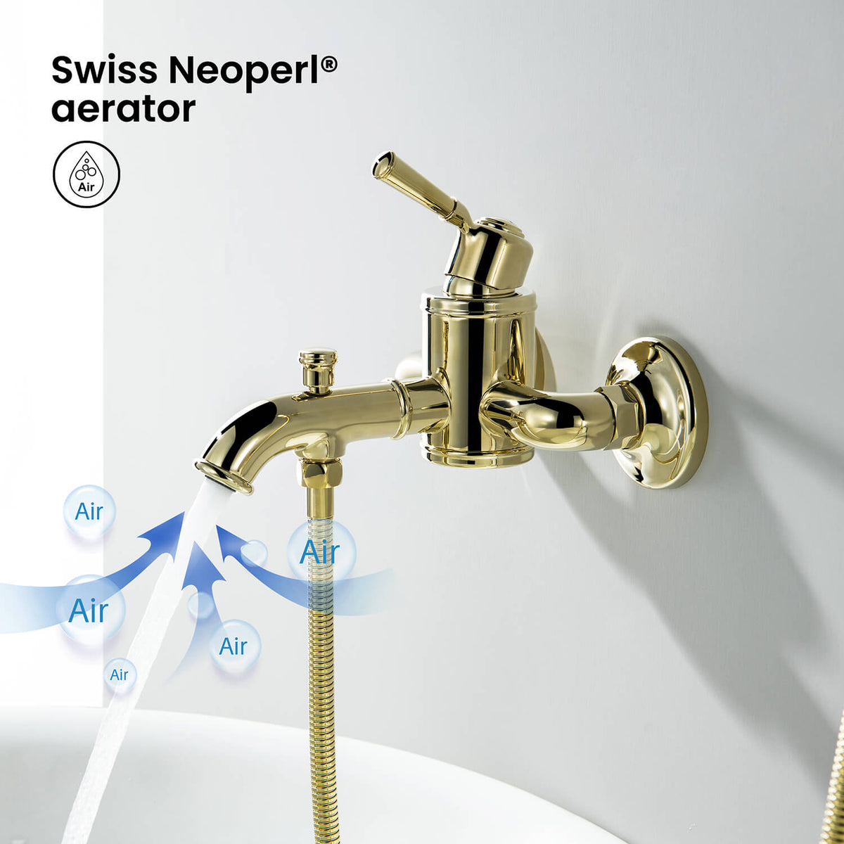 Aquavit Victoria bath mixer with Swiss Neoperl aerator for a smooth aerated flow AT152200