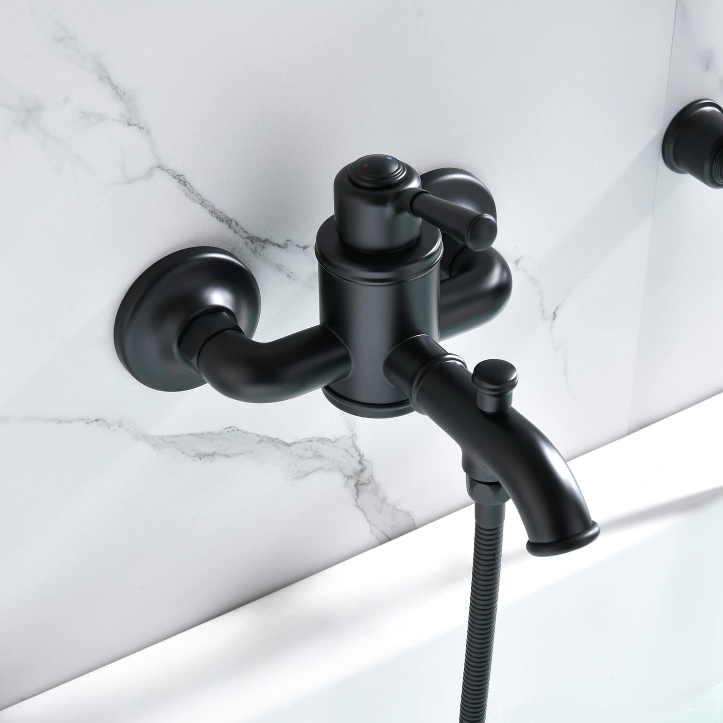 Aquavit Victoria matte black bath shower mixer with running bath spout AT152201