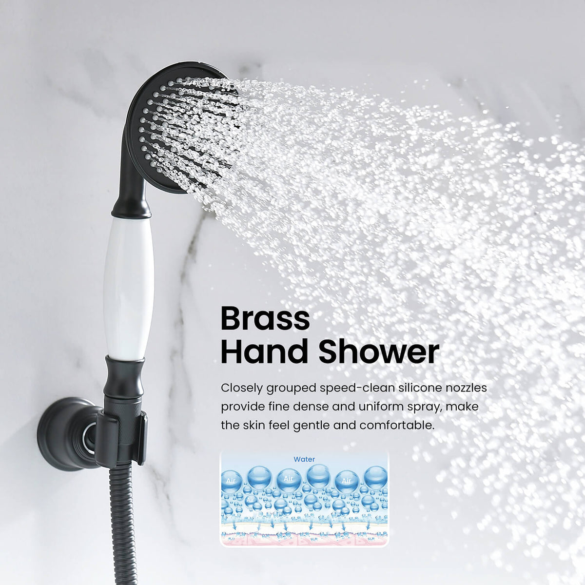 Aquavit Victoria single-function brass hand shower with full spray pattern AT152201