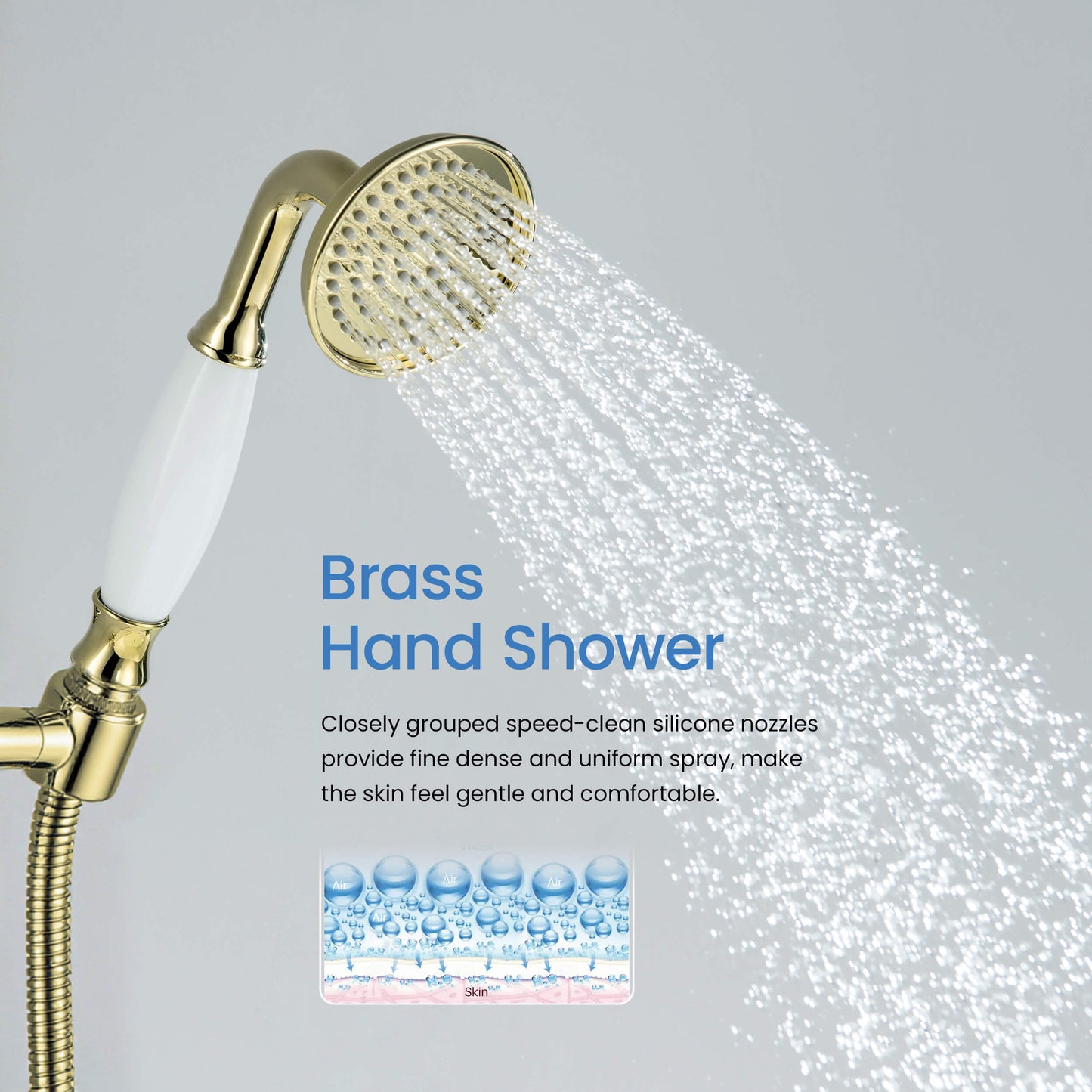 Aquavit Victoria single-function brass hand shower with spray flow