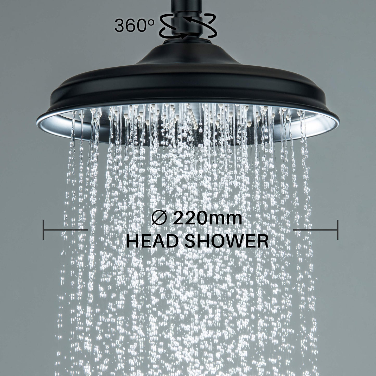 Aquavit Victoria Ø220 mm SUS304 overhead rain shower with swivel joint