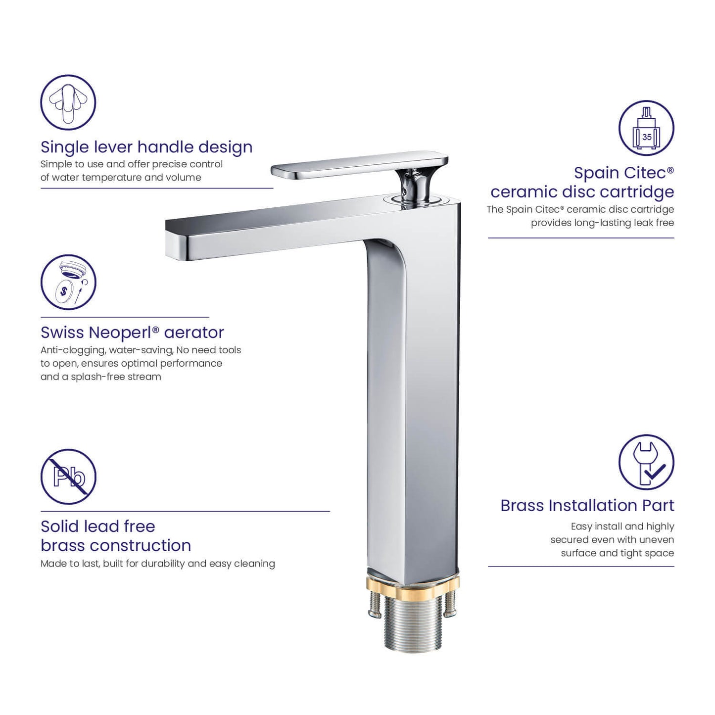 Apple single handle high basin faucet AT210012