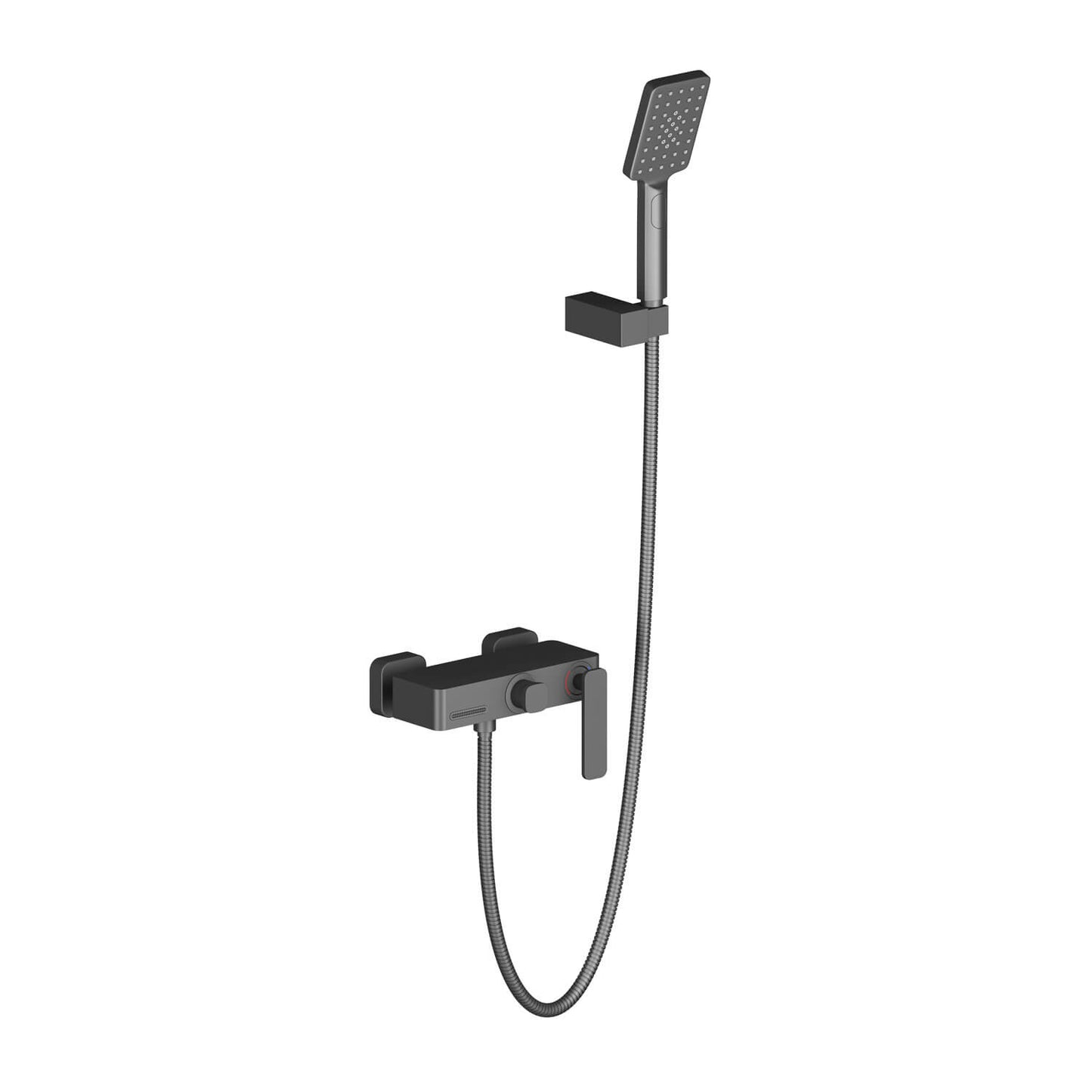 Aquavit Apple matte black waterfall bath shower mixer set with three-function hand shower AT212201