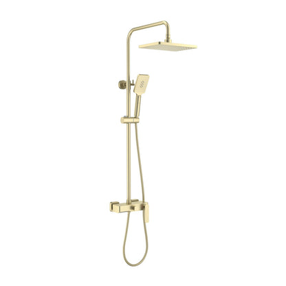 Aquavit Apple brushed gold three-outlet shower column with waterfall spout AT216101