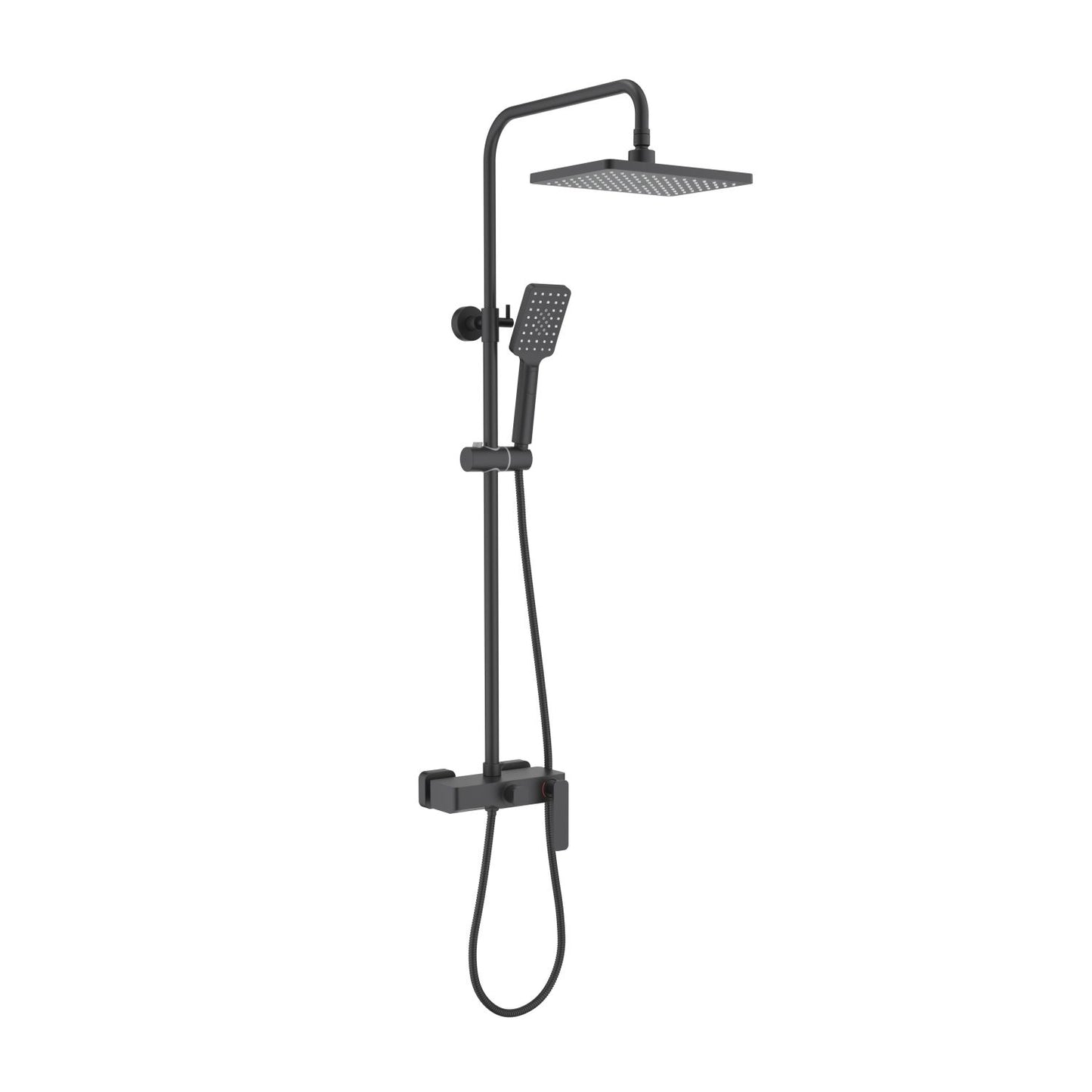 Aquavit Apple matte black three-outlet shower column with waterfall spout AT216101
