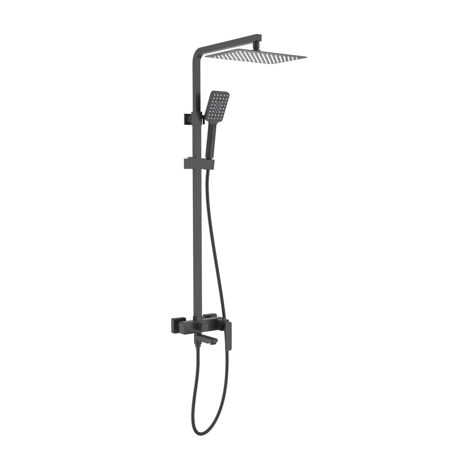 Aquavit Apple matte black three-outlet shower column with ultra-slim SUS304 head shower AT216302
