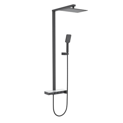 Aquavit Apple matte black push-button thermostatic shower column with stainless steel head shower AT217302