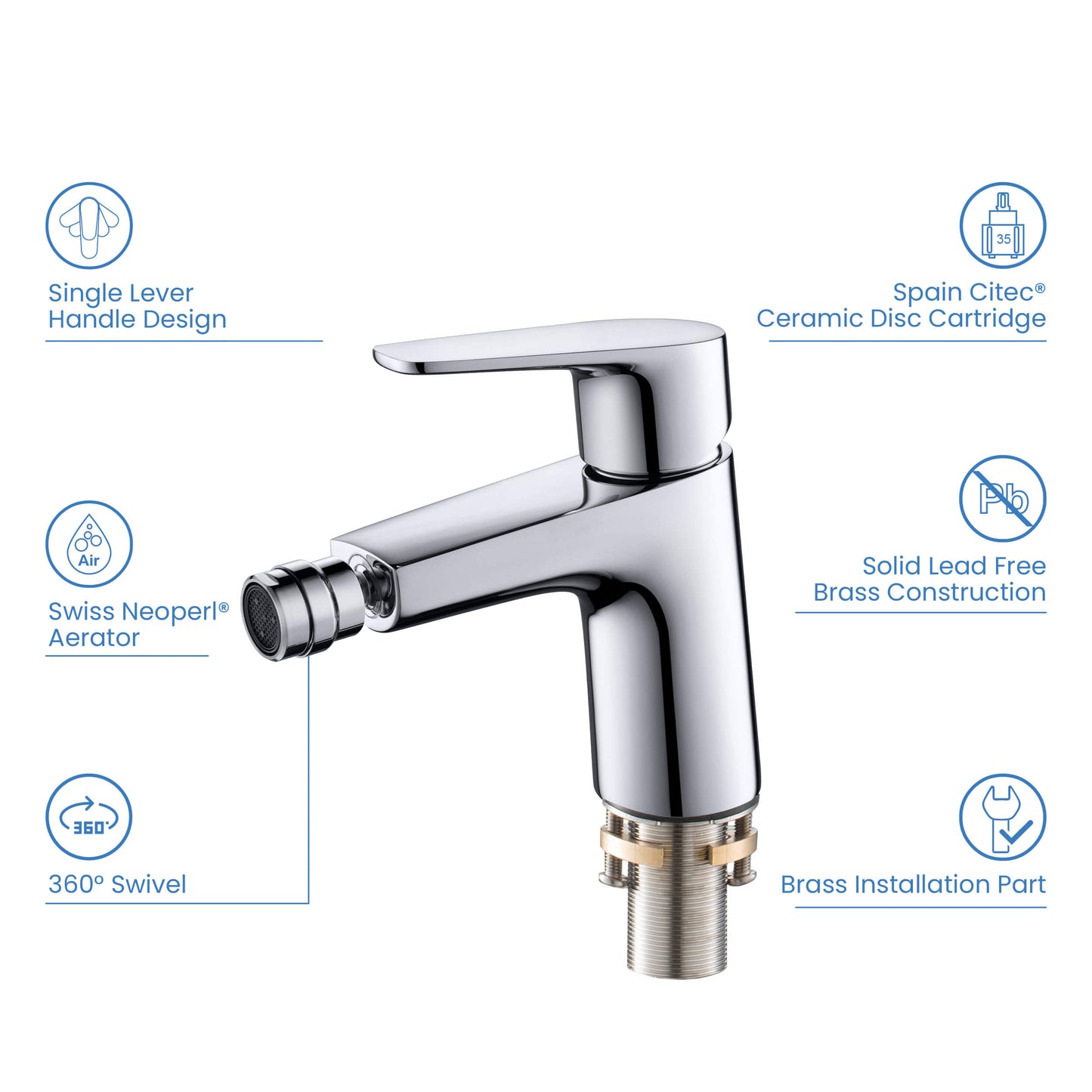 Premium Brass Bidet Faucet with Spain Citec Cartridge AT220031