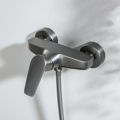 Aquavit Harmony brushed gunmetal shower mixer installed with G1/2 shower hose outlet AT222100