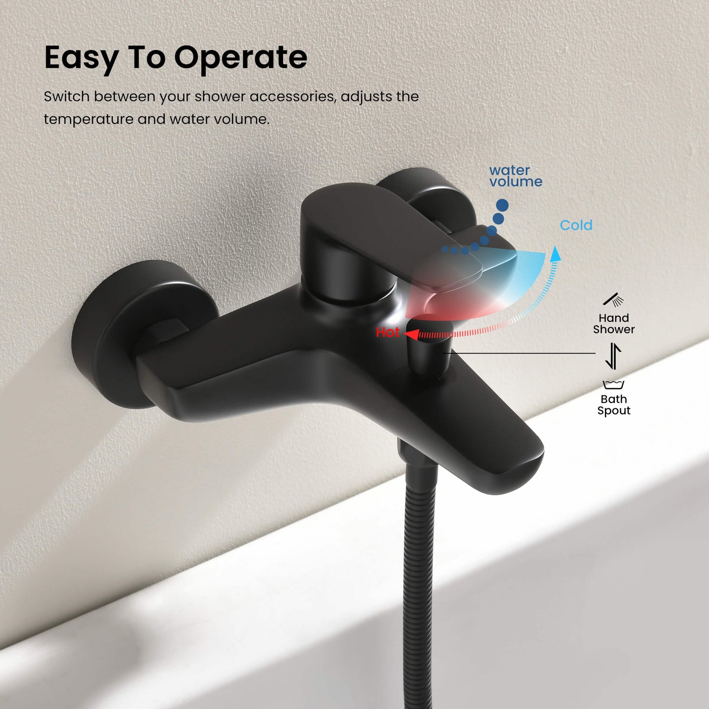 Aquavit Harmony single-lever bath shower mixer with easy temperature and flow control AT222200