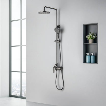 Aquavit Harmony brushed gunmetal shower column in modern bathroom