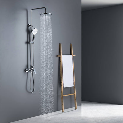 Aquavit Harmony chrome shower column with overhead rain shower in modern bathroom
