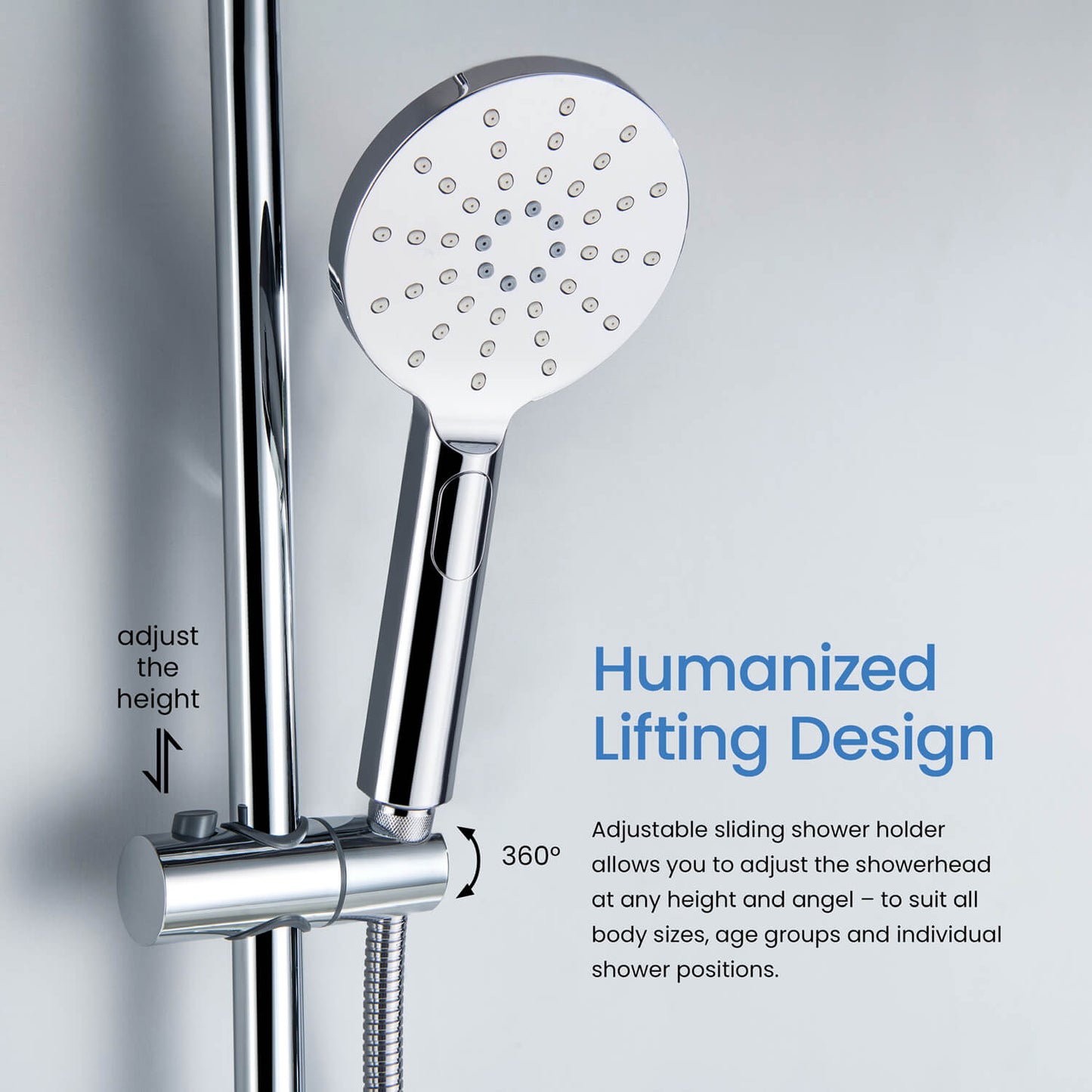 Aquavit Harmony height-adjustable brass hand shower bracket