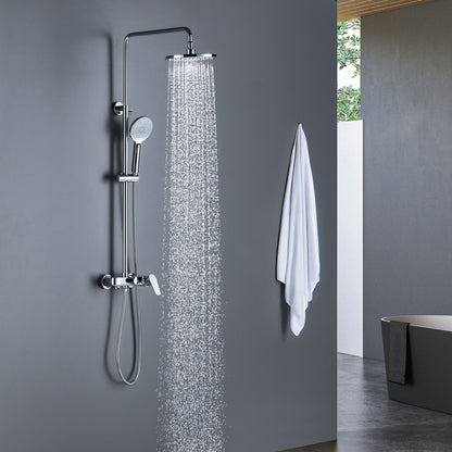 Aquavit Harmony chrome shower column with overhead rainfall shower in modern bathroom