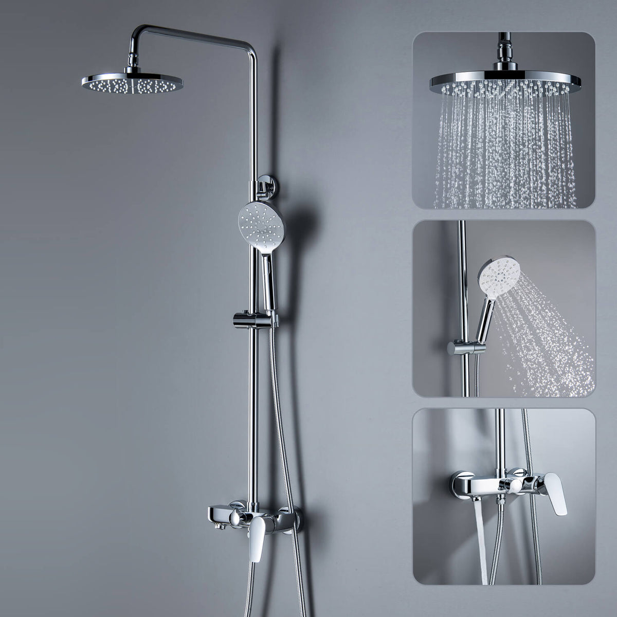 Aquavit Harmony shower column with head shower, hand shower and aerated bath spout