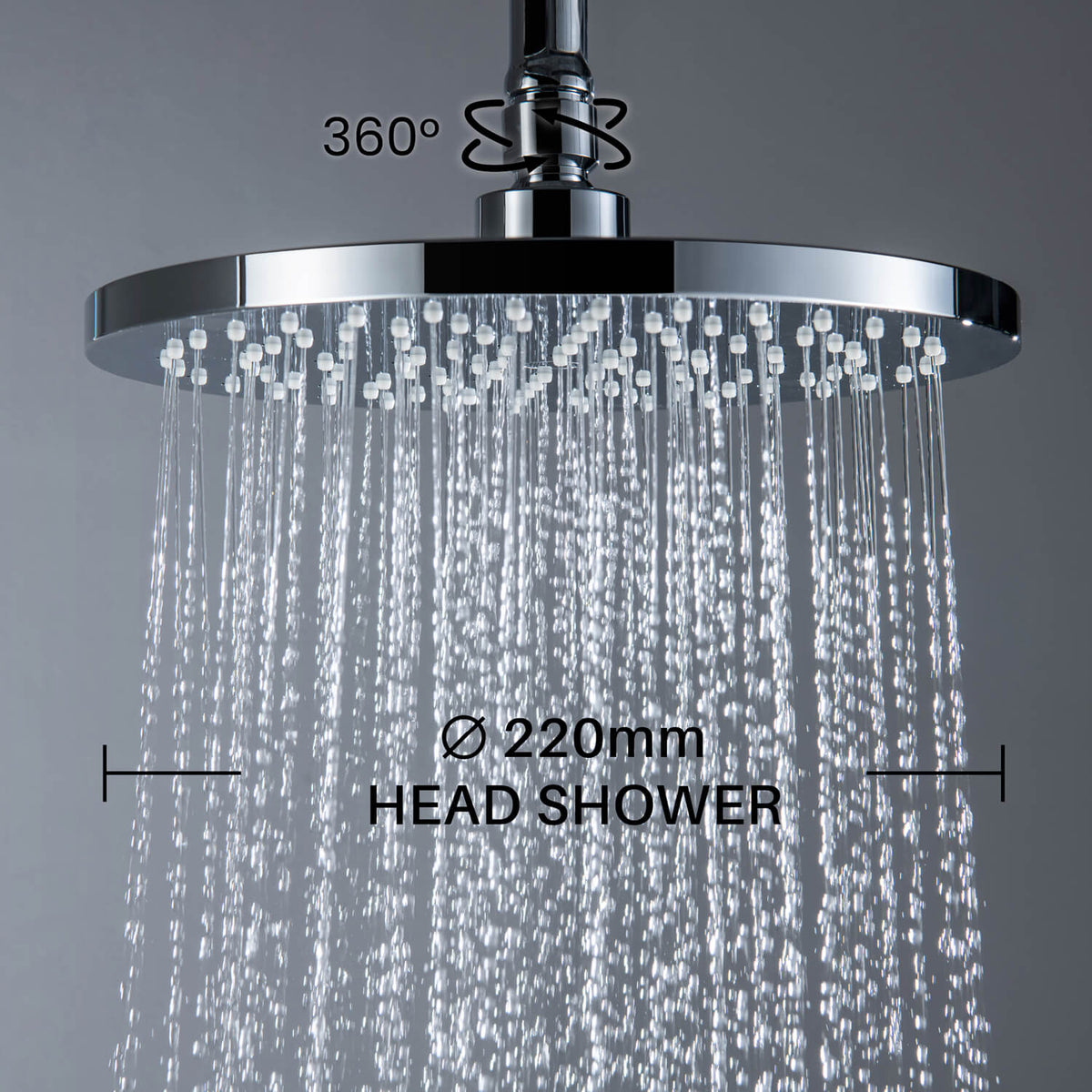 Aquavit Harmony Ø220 mm round ABS rainfall head shower