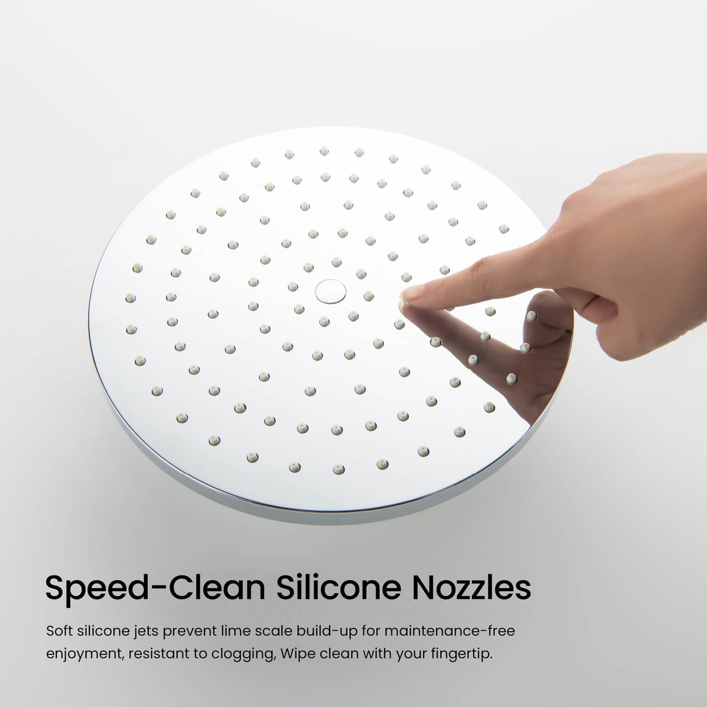 Aquavit Harmony round head shower with easy-clean silicone nozzles