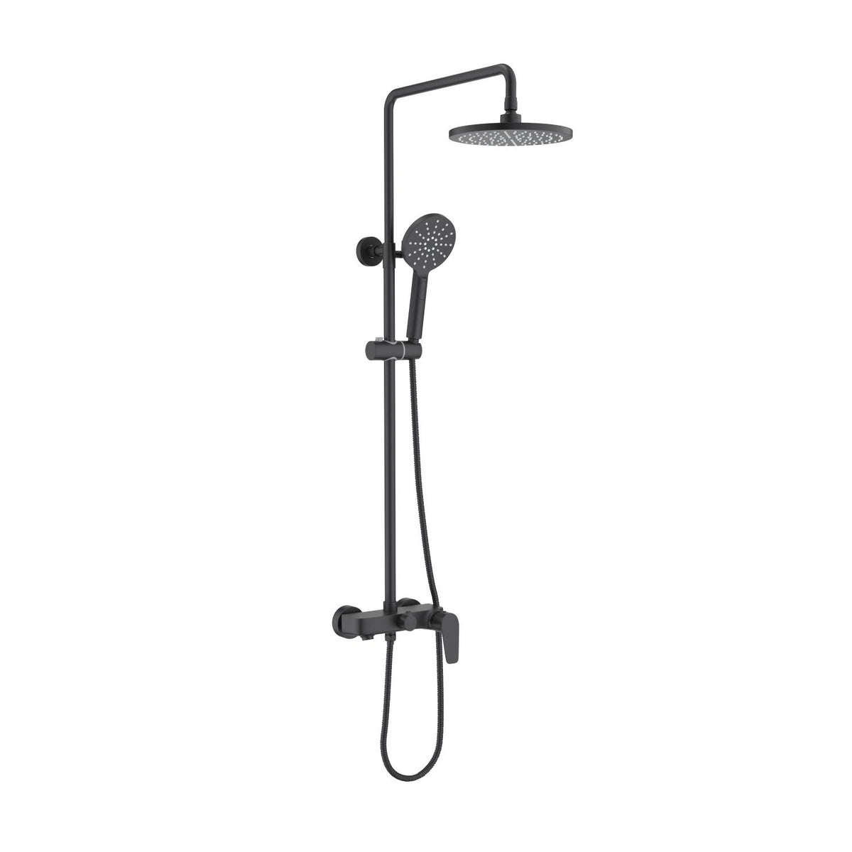 Aquavit Harmony matte black three-outlet shower column with rainfall shower