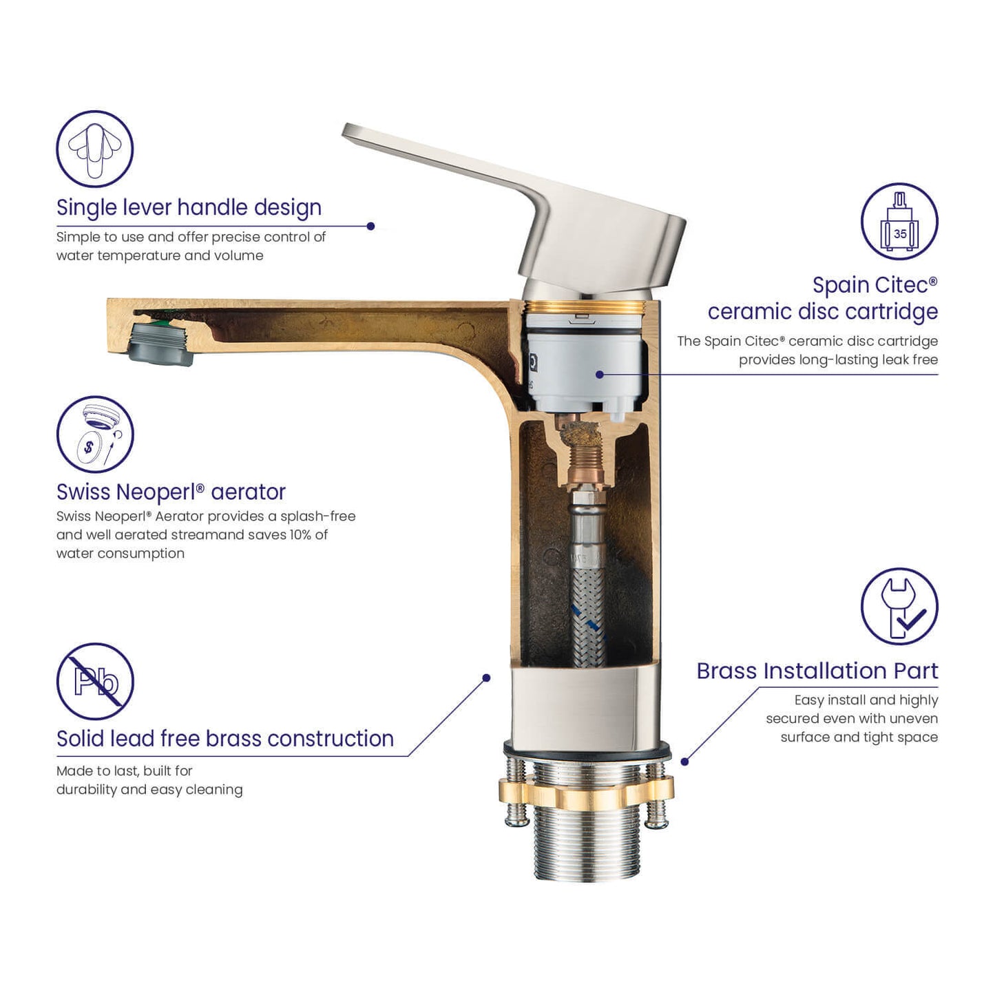 Infinity single handle basin faucet AT240011