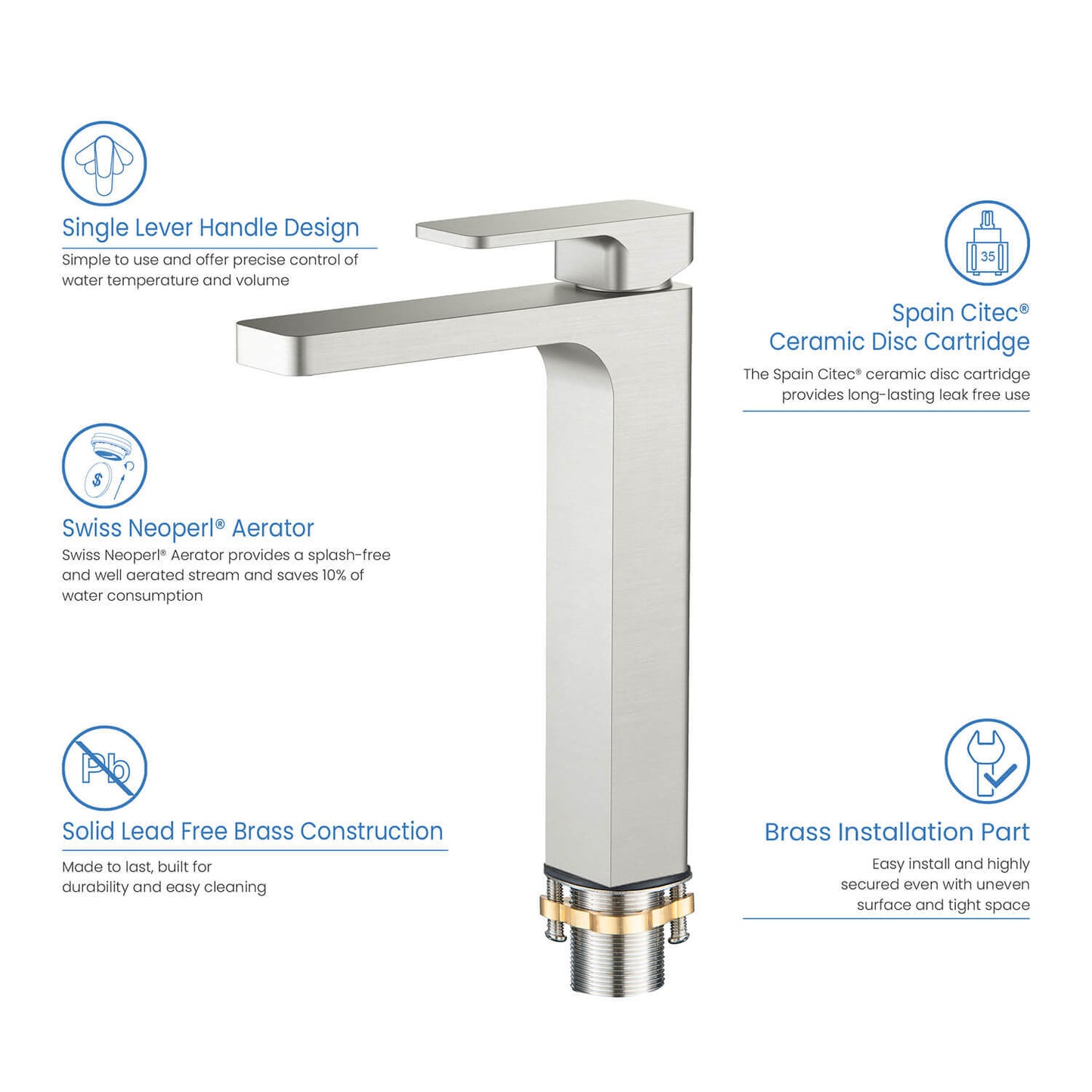 Infinity Single hole vessel basin faucet AT240012