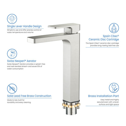 Infinity Single hole vessel basin faucet AT240012