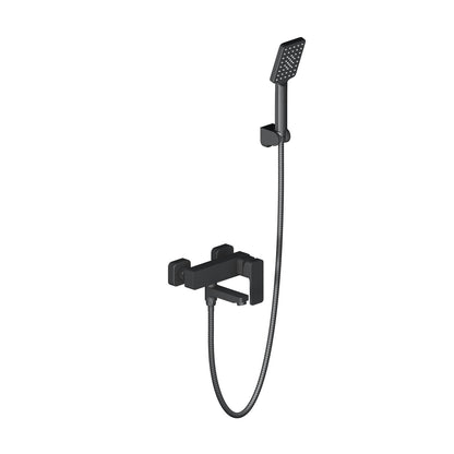 Aquavit Infinity matte black solid brass bath shower mixer set AT242201