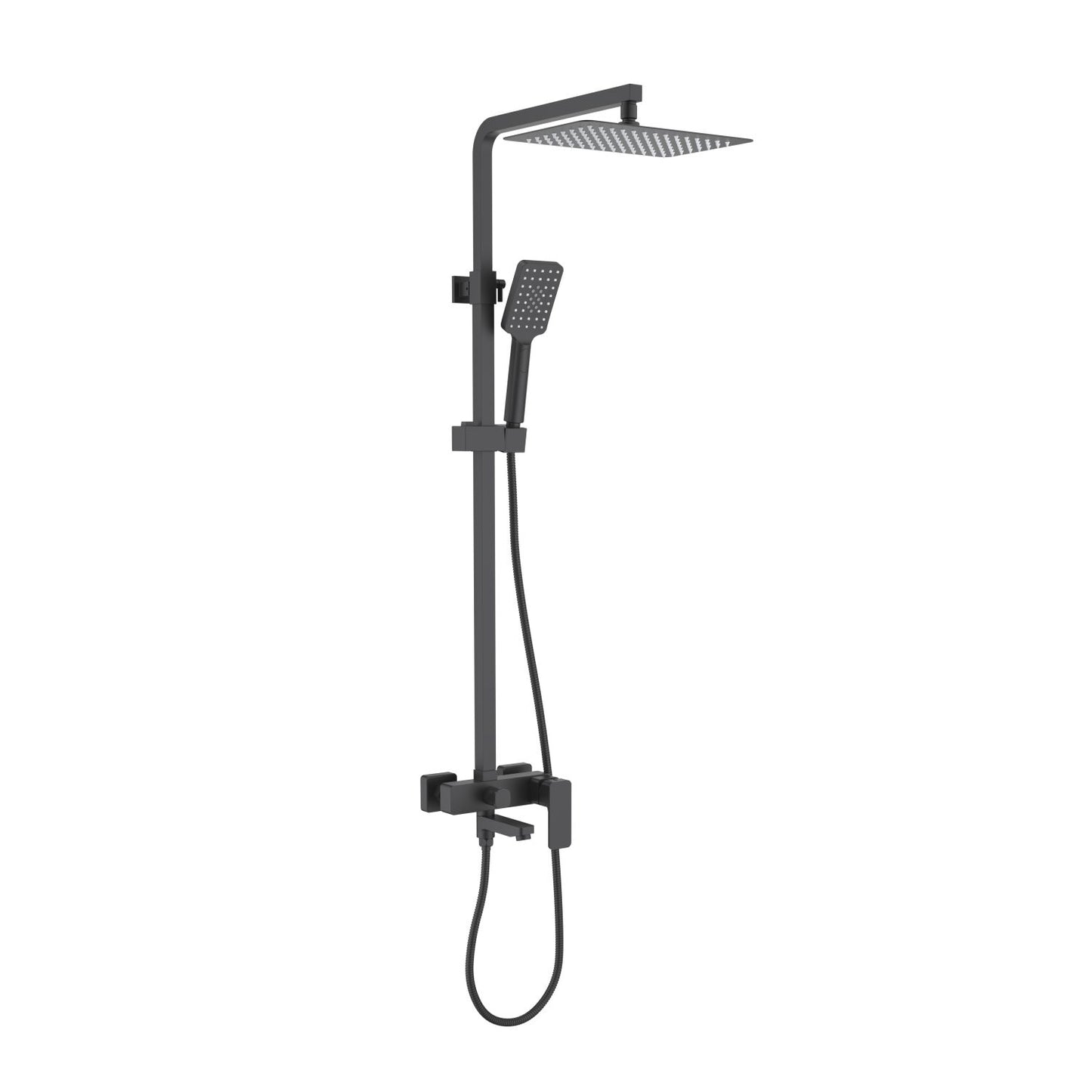 Aquavit Infinity Matte Black solid brass three-outlet shower column with slim SUS304 head shower AT246302