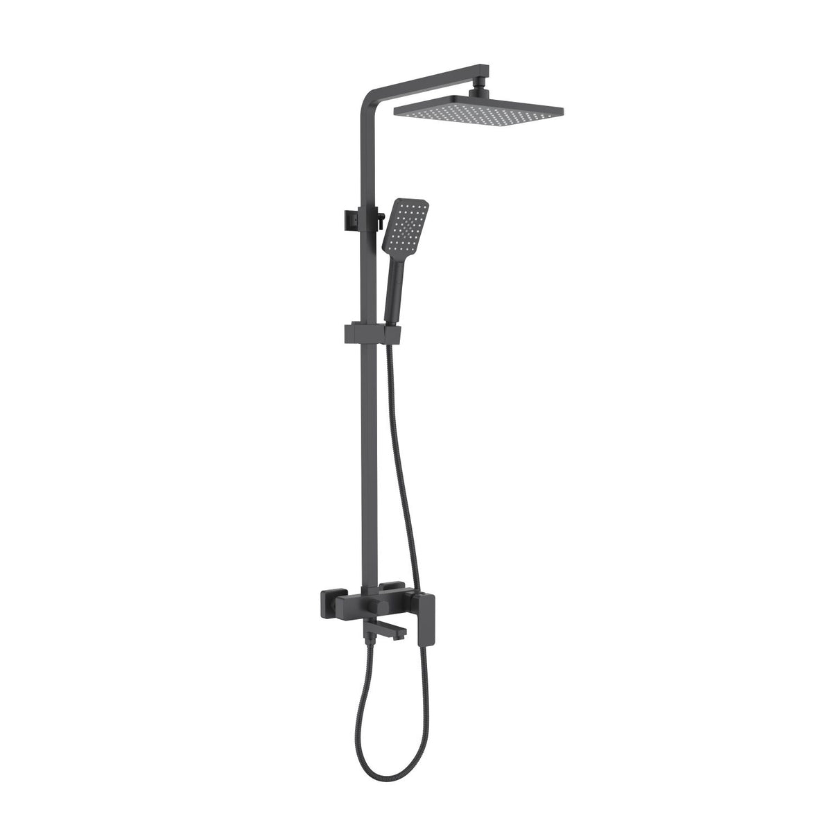 Aquavit Infinity Matte Black solid brass three-outlet shower column with ABS head shower AT246303