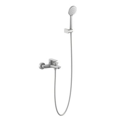 Aquavit Vision brushed nickel solid brass bath shower mixer set with three-function hand shower AT252201