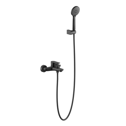 Aquavit Vision matte black solid brass bath shower mixer set with three-function hand shower AT252201