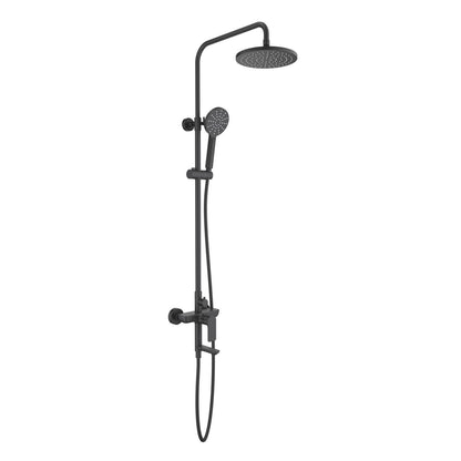 Aquavit Vision Matte Black solid brass three-outlet shower column with swivel spout AT256301