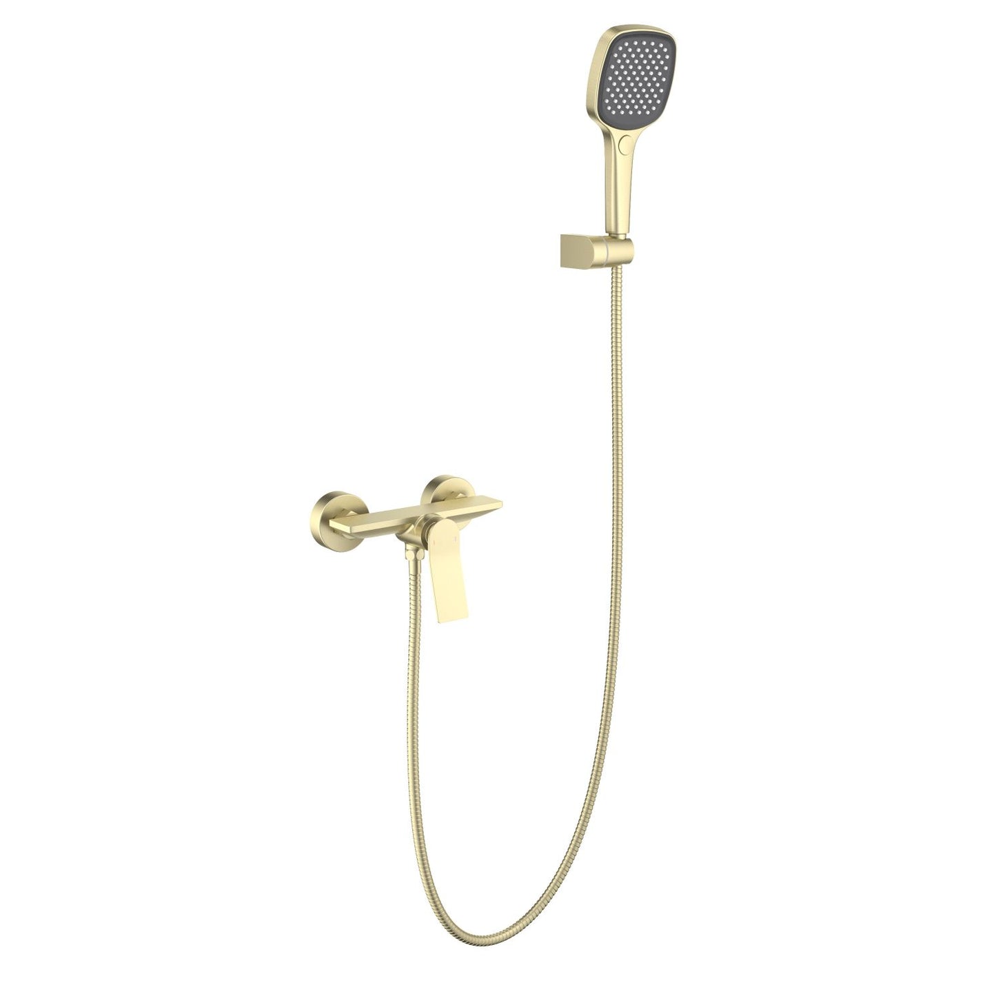 Aquavit Flow brushed gold solid brass shower mixer set with three-function hand shower AT282101