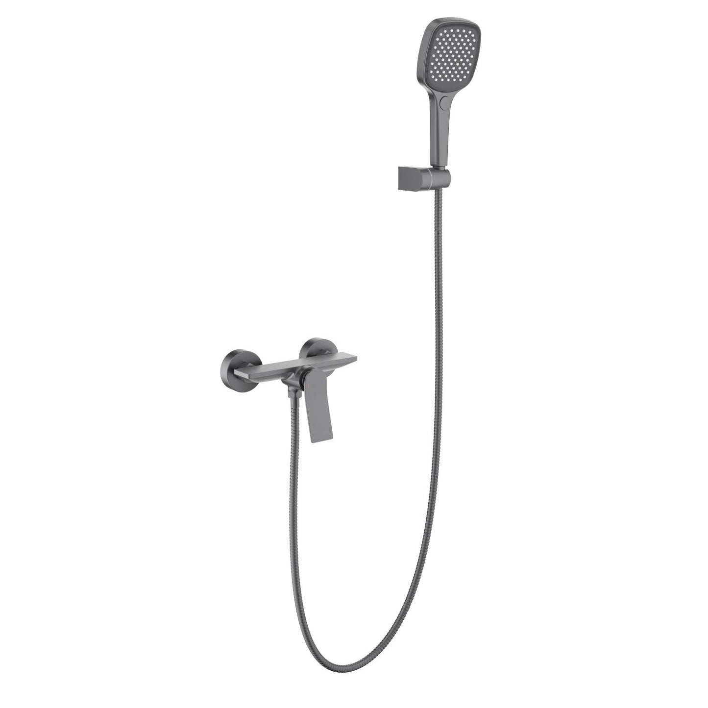 Aquavit Flow brushed gunmetal solid brass shower mixer set with three-function hand shower AT282101